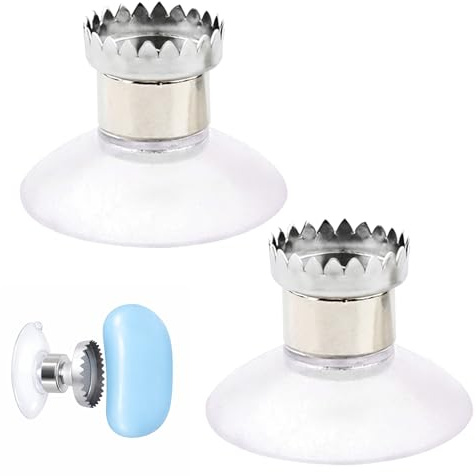 2 soportes magnéticos para jabón, acero inoxidable, soporte magnético para jabón con ventosa, sin agujeros, soporte para jabón para azulejos y cristal, protección contra salpicaduras y ahorro de jabón