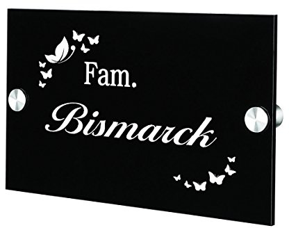 polar-effekt Acrylglas Personalisiertes Türschild - Geschenkidee für Ehepaare und Familien zum Einzug - Namensschild Acrylplatte 20x14cm mit Gravur - Motiv Schmetterlinge