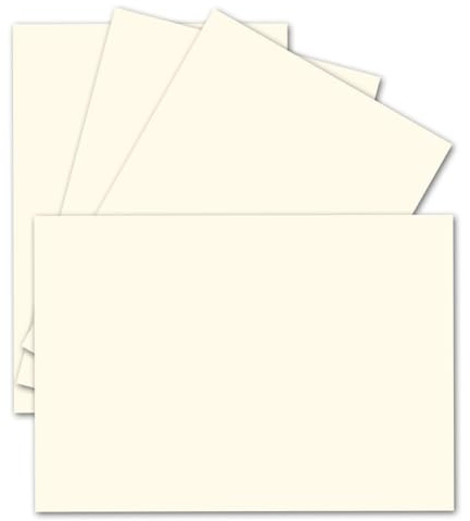 50 Einzel-Karten DIN A6-10,5 x 14,8 cm - 240 g/m² - Vanille/Creme gerippt - Tonkarton - Bastelpapier - Bastelkarton- Bastel-karten - blanko Postkarten