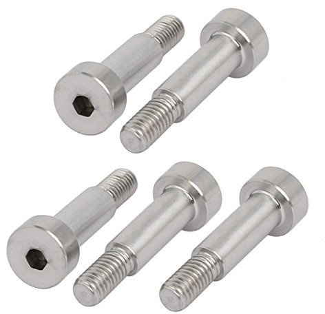 Sourcingmap 5pcs 304 Stainless Steel Hex Socket Shoulder Bolt 6mm Shoulder Dia 16mm Shoulder Length M5 Thread