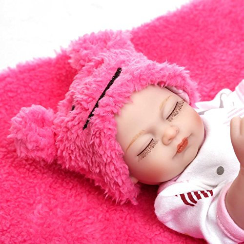 iCradle Reborn Baby Dolls 10 Mini Reborn Doll Lovely and Cute Reborn Baby Doll Soft Vinyl Silicone Full Body Girl And Boy New Born Baby Dolls Xmas Gift (pink)