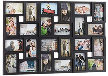 Relaxdays Collage di cornici XXL per 24 foto in formato 10 x 15, formato verticale o orizzontale, plastica, altezza 53 x larghezza 85 cm, nero