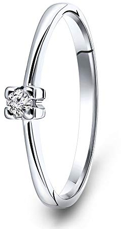 MIORE anillo de compromiso en oro blanco 14 quilates (585) con diamante brillante de 0.05 quilates