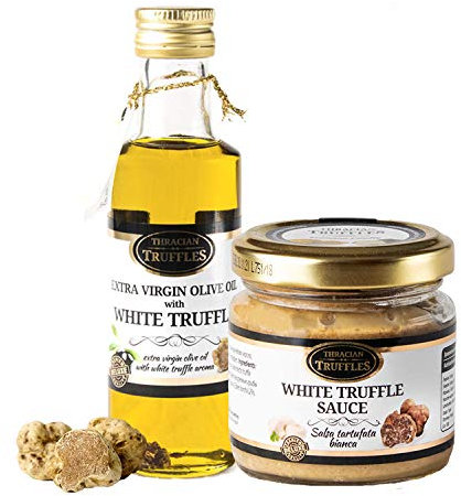 Huile D'Olive Vierge Extra Truffe Blanche White Truffle Extra Virgin Olive Oil 100ml Truffe blanche Tuber borchii Sauce Gourmet pour viande, pain grillé, risotto, sushi 80g