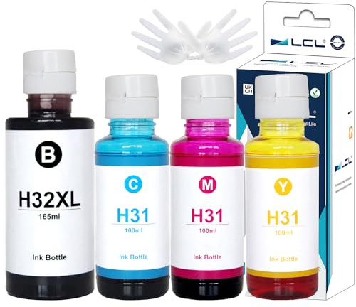 LCL kompatible Tintenflasche Kompatibel für 31 Kompatibel für 32XL 165ML 1VV24AE 1VU26AE 1VU27AE 1VU28AE Kompatibel für HP Smart Tank Plus 570 555 559 315 319 455 515 516 530 558 (4er-Pack)