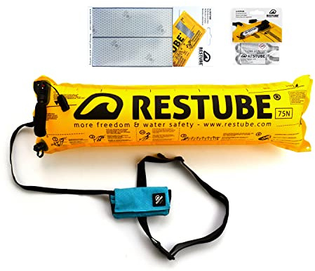 RESTUBE Active Starter Package Bouée de Sécurité Gonflable pour Nage en Eau Libre - Bande Réflechissante & 2X Cartouches CO2 pour Système de Gonflage Automatique