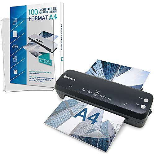 Lamineringsmaskin A4 A5 A6 A7 Pro snabbvarm och kall upp till 2 x 125 mikron förpackning med 100 A4-fickor