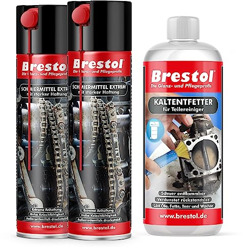 Brestol Smörjmedel sprej 2 x 400 ml med stark vidhäftning 1 000 ml kallfettsmedel – glidspray silikonspray krypolja kugghjulsspray kedjespray repspray vidhäftningsmedel
