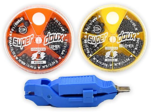 Sbirulino® Set di 2 Scatole di Piombi da Pesca, Piombo tenero Alta qualità e 1 Levapiombi per Pesca in Mare e Acque Interne, Bolognese, Inglese, Feeder