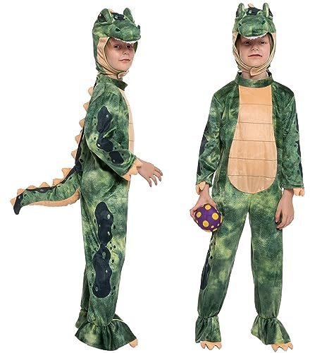 Spooktacular Creations Grön T-Rex-dräkt för barn, halloweenkostym, set med realistiska dinosauriedräkter för småbarn, unisex, småbarn, halloween (3–4 yrs)