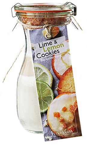 Backmischung im Weckglas für Lime & Lemon Cookies Mini ( 250ml ) - Zutaten im Weckglas für die einfache Zubereitung – Gourmet Back-Mischung von Feuer & Glas