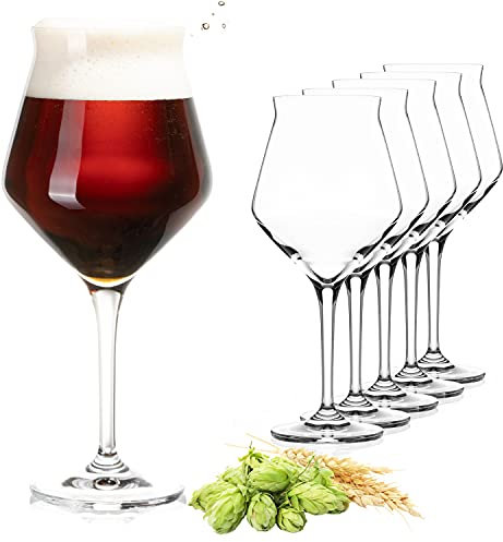 PLATINUX Set di 6 bicchieri da birra in vetro Crystalline, lavabili in lavastoviglie