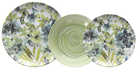 Tognana Ofelia Service de vaisselle pour 6 personnes, 18 pièces, porcelaine, florale, fabriqué en Italie