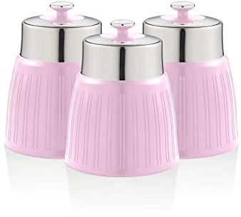 Swan SWKA1024PN Retro Set mit 3 Behältern, Rosa