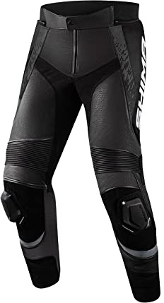 SHIMA STR 2.0 Motorradhose Herren mit Protektoren Leder Knieprotektoren Motorradkombi Motorrad Hosen Lederkombi Motorradjacke Sport Lederhosen (Hose, Schwarz, 46)