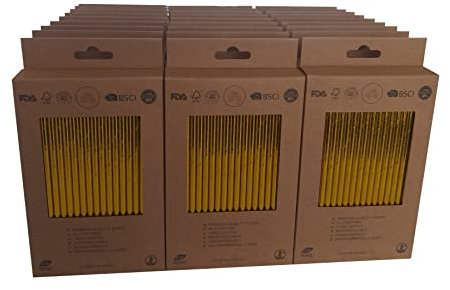 Papierstrohhalme, 3240 Strohhalme (27 x 120 Pack), Lebensmittelecht, umwelftreundlich, Einweg-Strohhalme (Gold)