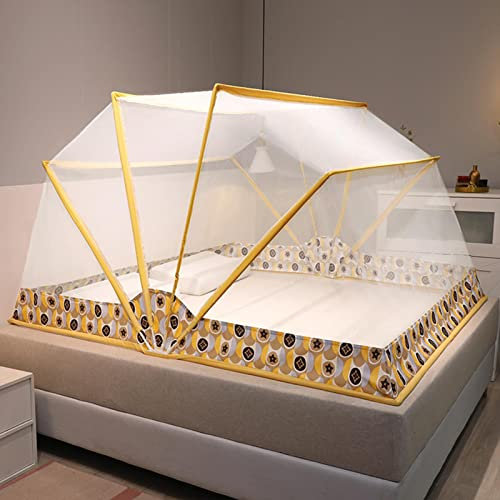 WRTN Fencse Mosquito Net Foldable Square Single/King Size Bed Fly Net Mosquito Net Anti Mosquito Bites Mosquito Net Fine Mesh Portable Pop Up Travel Bed Mosquito Net(A,80 * 190 * 98cm)