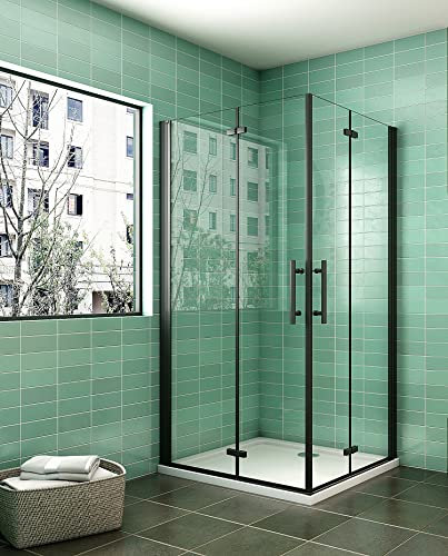 Acezanble Duschkabine Eckeinstieg 90x80cm Dusche Duschwand Duschabtrennung Falttür H195cm