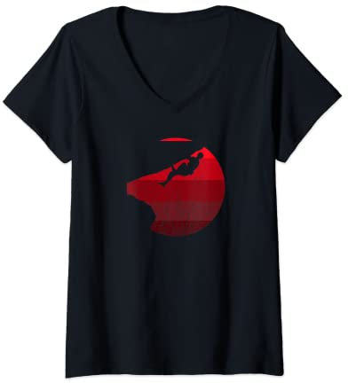 Damen Bouldern Bergsteigen Freiklettern Klettern Action Sport T-Shirt mit V-Ausschnitt