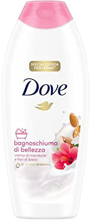 Dove Bagnoschiuma di Bellezza con Crema di Mandorle e Fiori di Ibisco, 750 ml