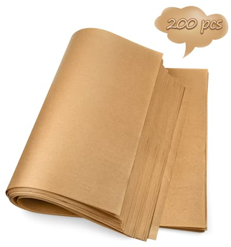 DISSKNIC 200PCS Unbleached Parchment Paper 12 x 16, Precut for Baking, Half Sheet for Cookie Sheets, Kitchen Gadgets and Supplies for Oven