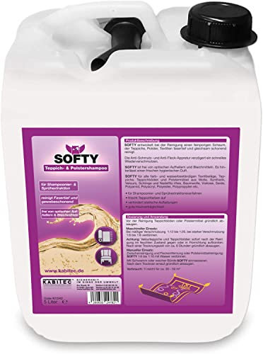 KABITEC Softy Teppich- und Polstershampoo │ Textilreiniger Teppichpflege Polsterreiniger für maschinellen Einsatz geeignet professionelle Teppichreinigung Teppichreiniger │ 5 Liter Kanister
