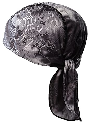 Magic Scarves Camo Bandana Adjustable Cap Sweat Absorbing Headscarf Anti-UV Head Protection Black Head Wrap Zandana, Grey