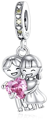 Amuefer Love Heart Charms pour Bracelets et Colliers, Argent Sterling Charme Saint Valentin Noël Anniversaire Bijoux Cadeaux pour Femme Fille Maman Épouse Amis