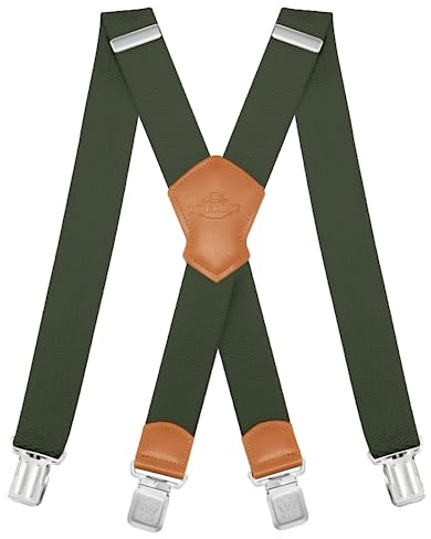 Dresime Bretelles Homme Larges Réglable Élastique Extra Fort 4 Robuste Clips, pour Hommes et femmes avec en forme X Design et Sangles Extra Larges -4cm