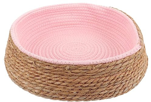 Mipcase Rattan Pet Nest Cozy Woven Pet Mat Warm Sleeping Pad for Puppy Cat Bed for Home
