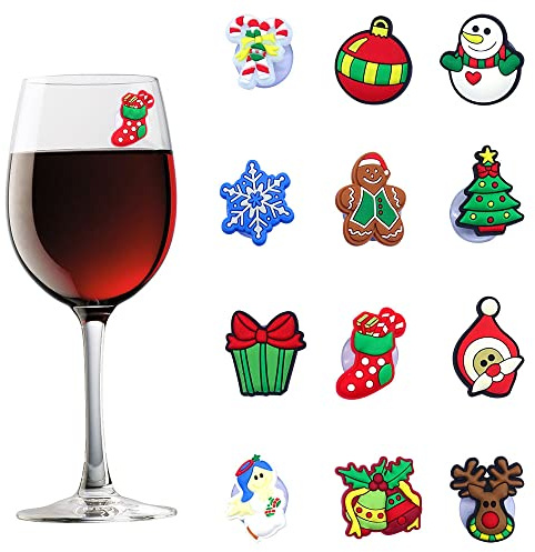 Hying Christmas Wine Glass Charms Markers Christmas Santa Drink Markers Xmas Wine Glass Markers Christmas Wine Decorations