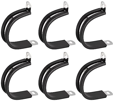 sourcing map 6pcs 34mm Collier de Serrage 304 Inox Acier Caoutchouc Amorti | Isolé, Attache Grillage Rigide, Sangle Clip Fixation Tube Tuyau