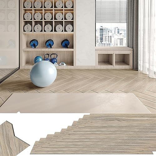 XMTECH Suelo de PVC autoadhesivo para suelo de vinilo, efecto madera, impermeable, para cocina, salón, baño, garaje, 91,44 x 15,24 cm, grosor 2 mm, 36 unidades de 5 m², gris claro