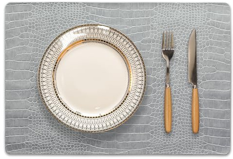 Set of 6 Faux Leather Placemats, PU Table Mats, Waterproof, Stain Resistant, Heat Resistant, Easy to Clean for Kitchen Dining Table,Conference Table