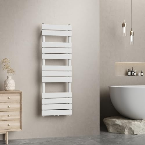 [neu.haus] Scalda Asciugamani da Parete Radiatore Scaldasalviette per Bagno Termoarredo ad Acqua Calda 120 x 40 cm Attacco Basso Centrale - Bianco