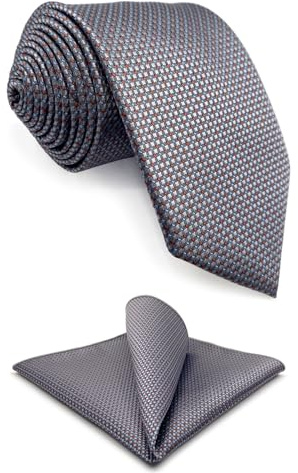 S&W SHLAX&WING Krawatten für Herren schmale Krawatte grau silber rot Jacquard gewebt für große und große Männer