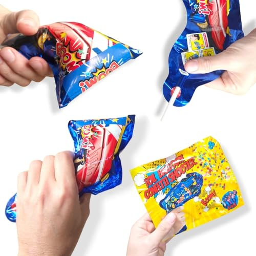 ANTEVIA - Lot de 6 canons à confettis multicolores |Facile à utiliser| PLUS DE 10 MODÈLES | Bombe à confetti - Tir (Confetti shooter)