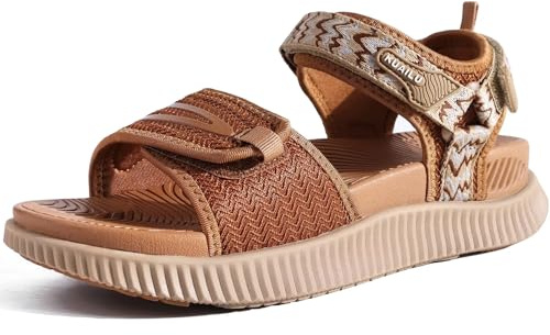 KuaiLu Sandali Trekking Donna Comode Camminata Ortopediche Fascite Plantare Arch Support Sportivi Sandalo Estive Leggero Aperte Regolabile Khaki 41