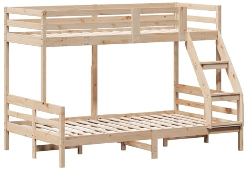 vidaXL Letto a Castello 90x200/120x200 cm in Legno Massello di Pino, Arredamento Camera da Letto, Struttura e Base