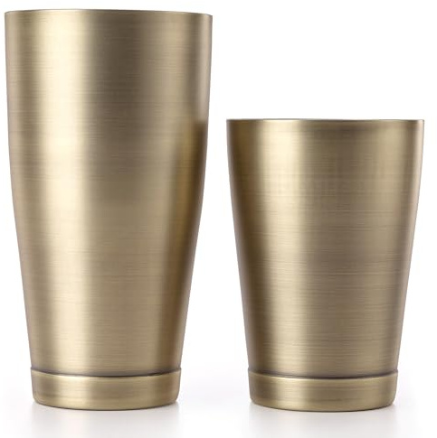 Barfly Cocktail Shaker Tin Set (18 oz and 28 oz), Antique Gold