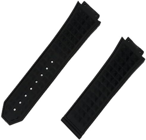 EPANO 26 x 19 mm schwarze Diamant-Silikonkautschuk-Uhrenarmband mit Stahl-Schmetterlings-Schnalle für Hublot-Armband für Big Bang Uhrenarmband, Without buckle, Achat