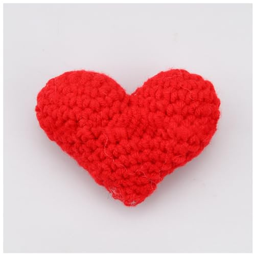 Wisafory 6 Stück Herz Gehäkelte Liebesherz Häkelapplikationen Gehäkelt Herzförmige Ornament Häkel Herzen Zubehör für Geschenke Kleidung Tasche DIY Nähen Basteln Dekoration Rot