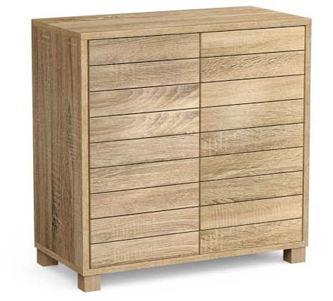 VonHaus Bathroom Storage Cabinet – Oak Wood Effect Bathroom Floor Cabinet with Handleless Design - Floor Standing Unit with Cupboard - Towel Storage Unit for Bathroom, Kitchen & Hallway - Chester