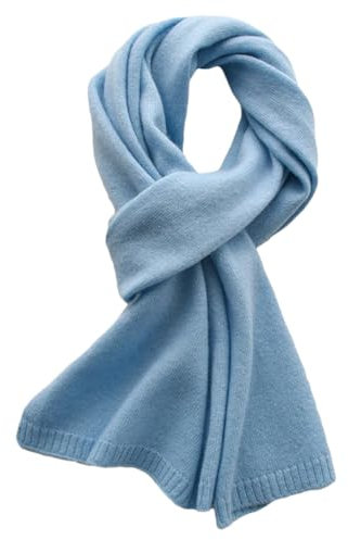 Kaschmir-Schal für Damen, einfarbig, Winterschal, Strickschal, kurze Wollschals, blau, Kids115CM
