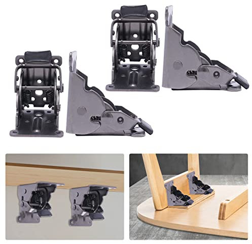 4 Stücke Klappscharnier Klappscharniere Für Tischplatten Klappscharnier Tischbeine Selbstverriegelnde Faltbügel Selbstsichernde Klappscharnier 90 Grad(Schwarz)