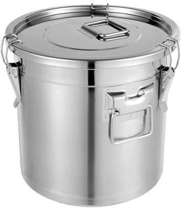 Apriltop 21L Luftdichter Behälter aus Edelstahl 304 mit Deckel und Verschlussklammer,9-18kg Metalleimer Große Edelstahlkanister für die Küche,Behälter zur Aufbewahrung von Hundefutter/Vogelfutter