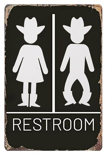 Stmoau Vintage-Metall-Western-Badezimmer-Dekor, lustige WC-Wanddekoration, WC-Schilder