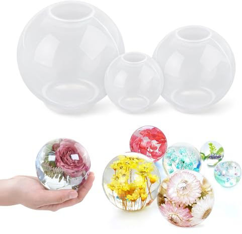 3 Pièces Moules en Résine de Silicone Sphère (3 Tailles), Moules en Résine Époxy 3D Sans Couture, Moules de Coulée en Résine en Forme de Boule pour Bijoux, Bougies (8,5 cm, 6,4 cm, 4,3 cm)