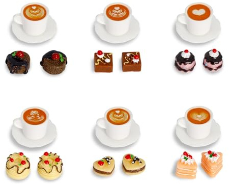 Accessoires Maison de Poupee, 24 Pièces Accessoires pour Maison Miniatur, Mini Food Objet Miniature Dessert Café Gâteau Nourriture Miniature pour Mini thé L'après-Midi, Micro Paysage DIY