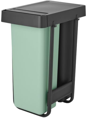 Brabantia Sort&Go Pattumiera estraibile | 2 x 30L sotto il lavello all'interno dell'anta per la cucina | Doppia unità di riciclo dei rifiuti con binari lisci, secchi interni rimovibili | Grey & Green